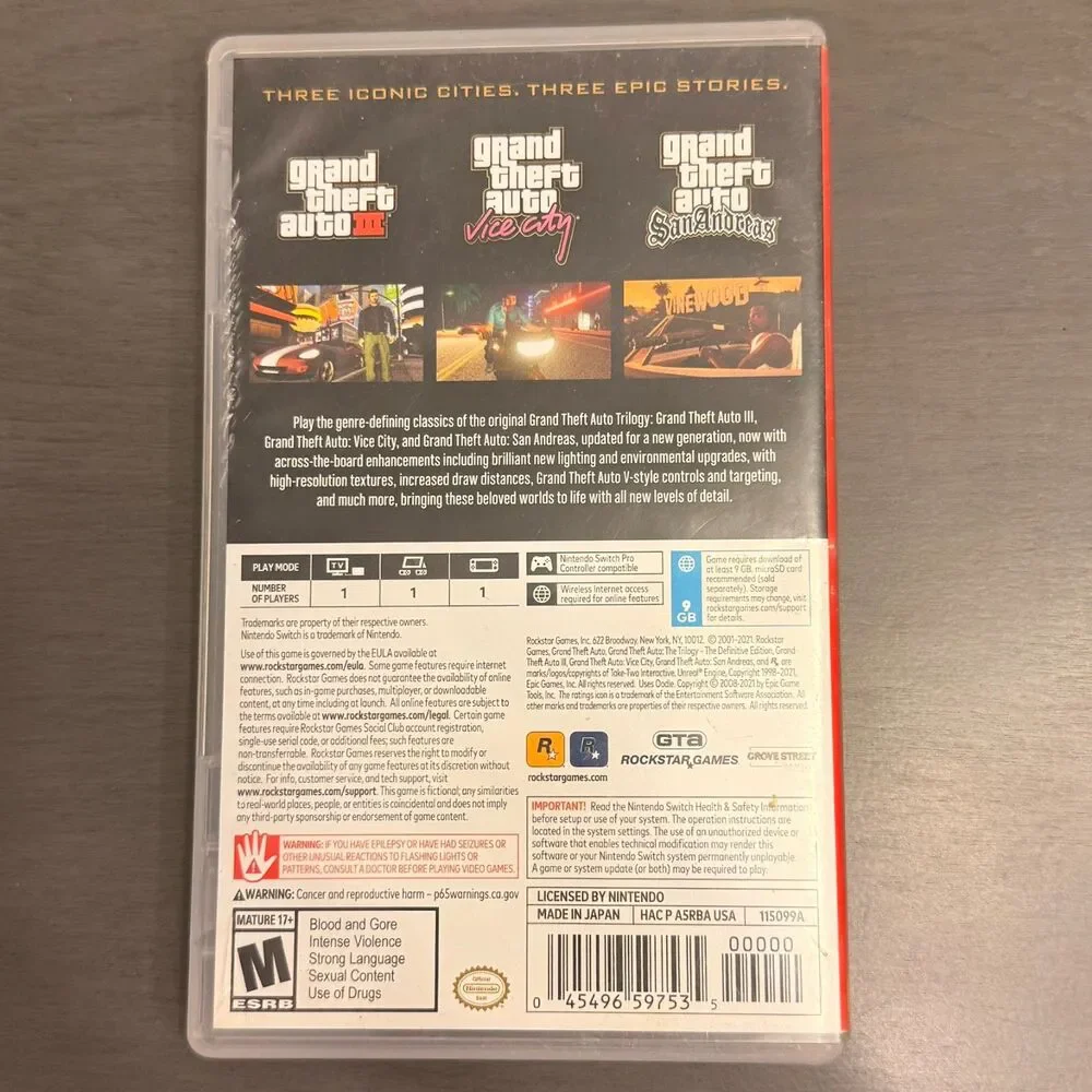Grand Theft Auto: The Trilogy Definitive Edition Nintendo Switch